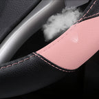 Leather Car Steering Wheel Cover, Non-Slip Car Wheel Cover Protector Breathable Microfiber Leather Universal Fit for Most Cars(Pink)