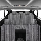 Pariitadin Baja Saddle Blanket Car Seat Covers Full Set with Seat Belt Pads, Washable Breathable Striped Woven Cloth Seat Covers for Cars, Universal Fit Most Cars, Airbag Compatible, Black/White