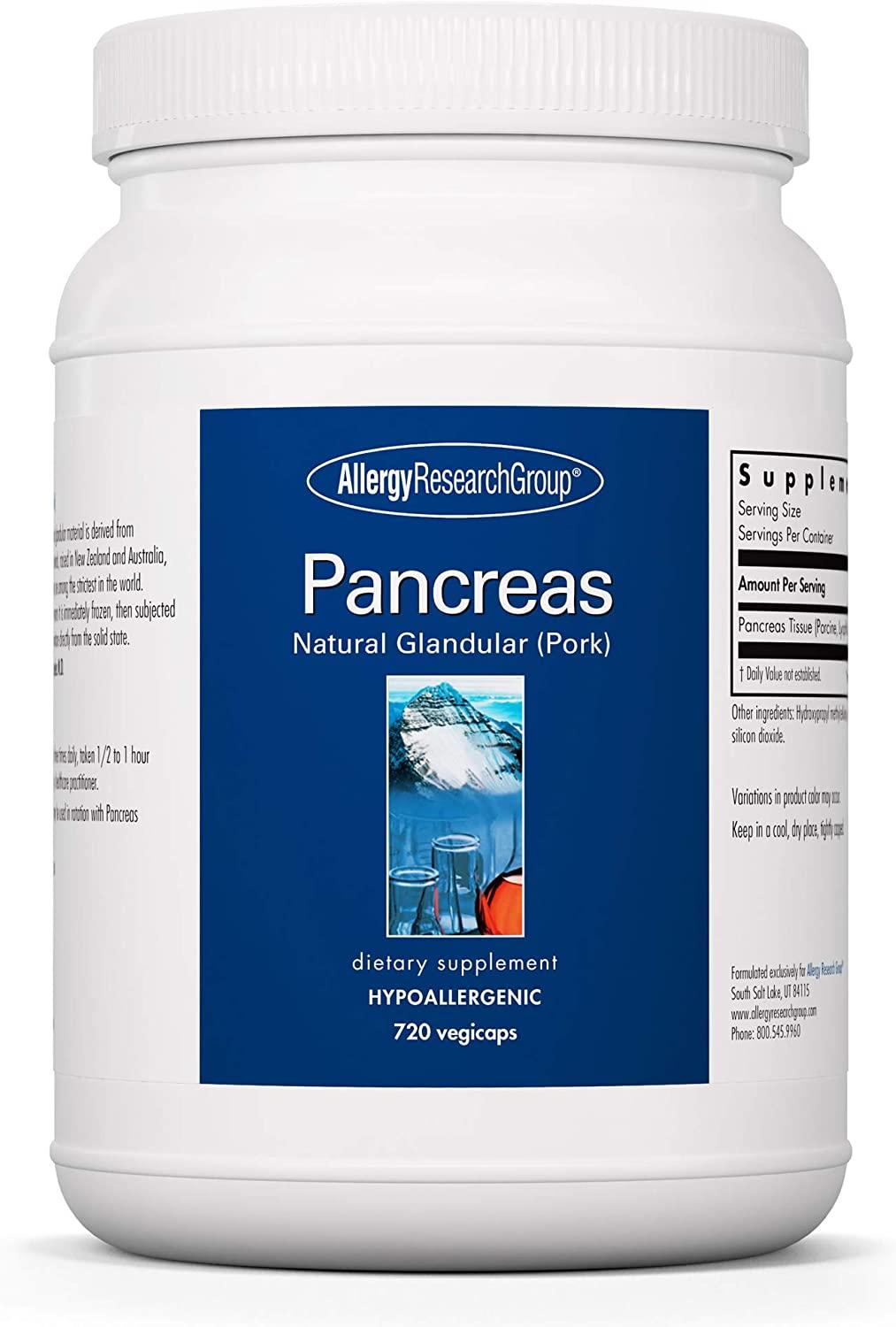 Allergy Research Group - Pancreas Pork - Natural Glandular, Digestive Support - 720 Vegicaps