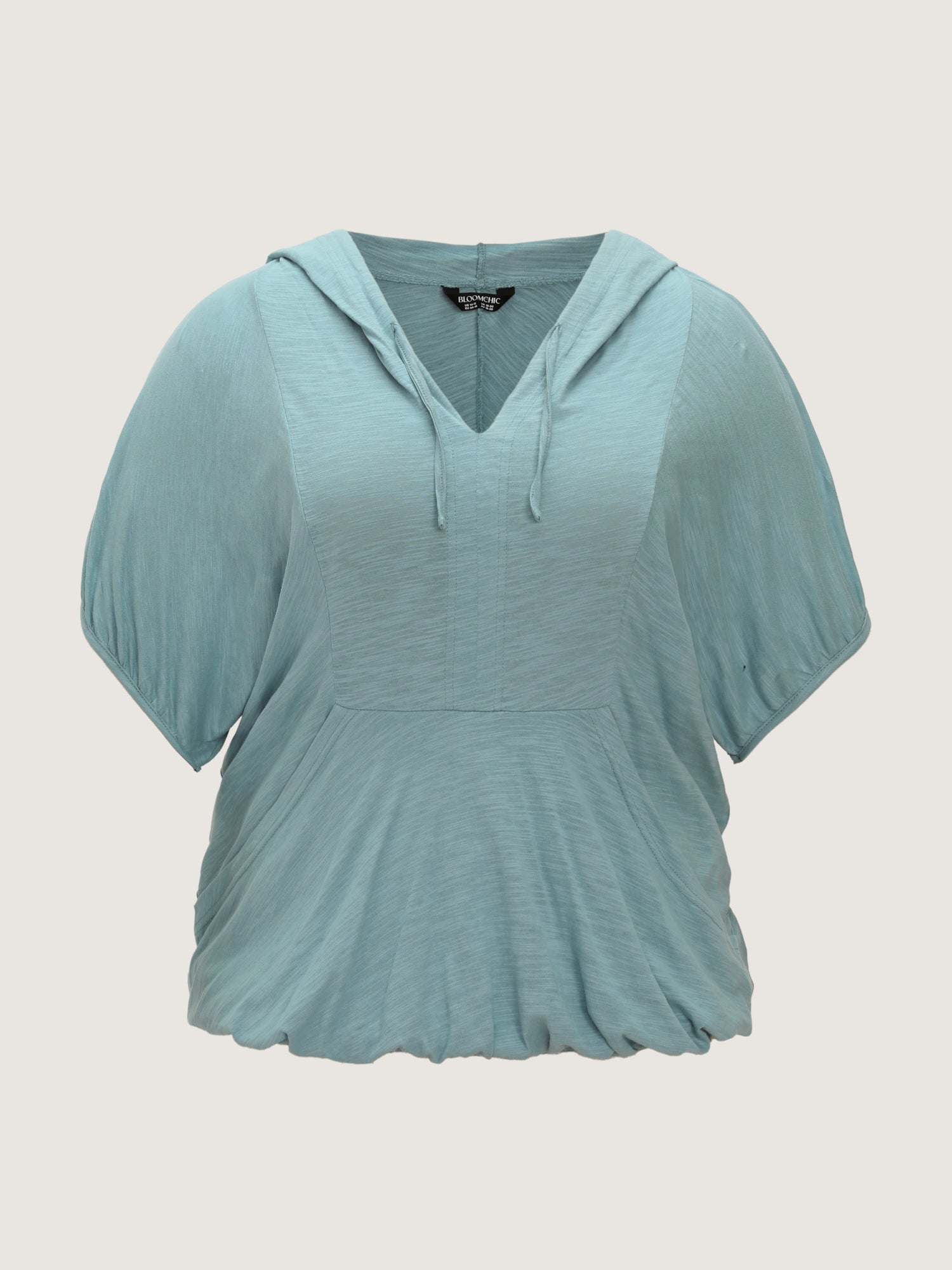 Pure Cotton Bubble Hem Hooded Knit Top