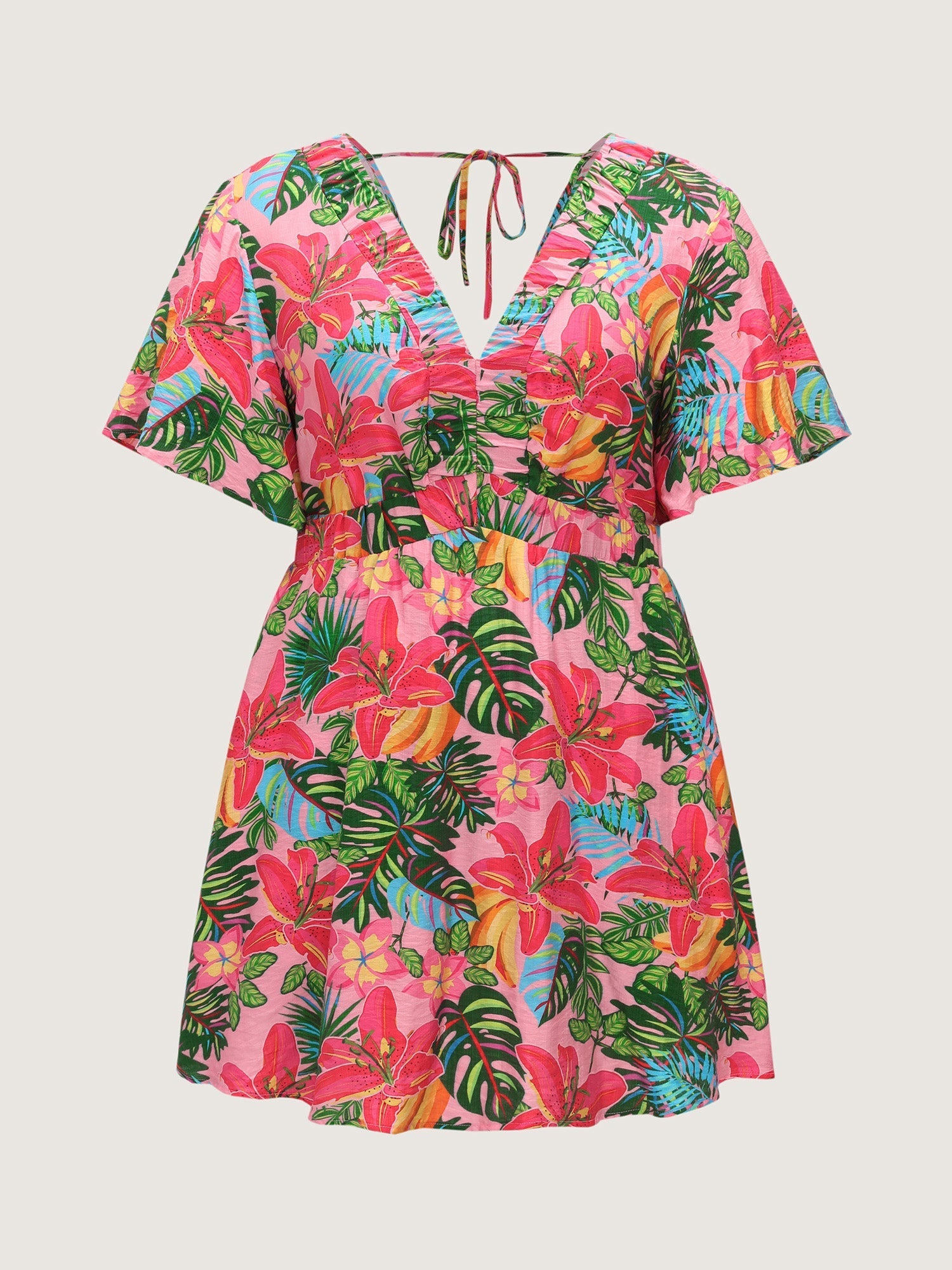 Bright Floral Print Built-In Shorts Mini Dress