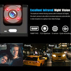 3 Channel Dash Cam Front And Rear Inside, 1080P Car DVR Camera Video Recorder G-Sensor Night Vision/ParMonitor/Accident Lock/Loop Recording