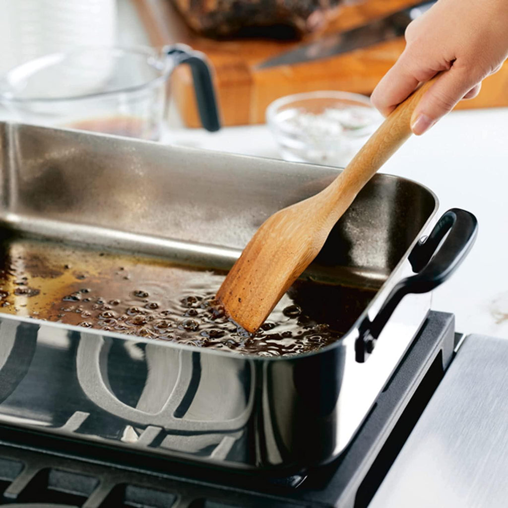 KitchenAid 5-Ply Clad Stainless Steel Roasting Pan / Roaster with Removable Rack, 15 Inch x 11.5 Inch - Polished Stainless Steel