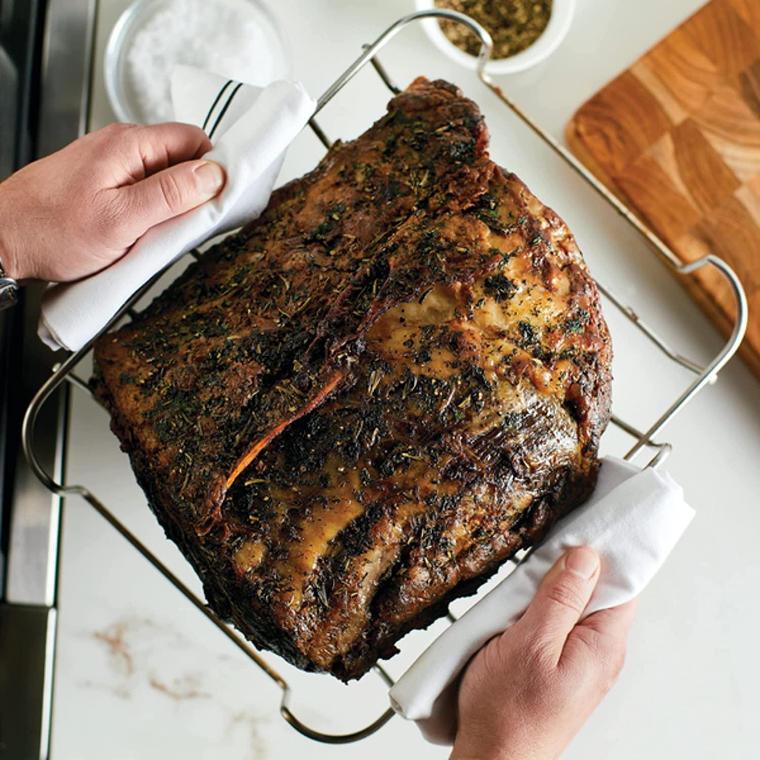 KitchenAid 5-Ply Clad Stainless Steel Roasting Pan / Roaster with Removable Rack, 15 Inch x 11.5 Inch - Polished Stainless Steel