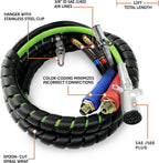 TORQUE 12ft 3 in 1 ABS & Power Air Line Hose Kit Airline Air Hose Wrap 7 Way Electrical Cable Air Lines with Handle Grip Airlines for Semi Truck Trailer Tractor (TR813212)