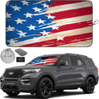 Autoamerics 1-Piece Windshield Sun Shade USA Art Flag - 1 American  - Foldable Car Front Window Sunshade for Most Sedans SUV Truck - Blocks Max UV Rays and Keeps Your Vehicle Cool - Medium