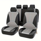 5 Seats PVC Quilted Leather Car Seat Covers, Breathable Faux Leather Auto Front Rear Seat Cushion Covers, Vehicle Seat Protectors Universal For Cars