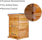 Bee Hive 10 Frame Complete Bee Hives and Supplies Starter Kit, Beeswax Coated Beehives for Beginners with Bee Hive Frame and Waxed Foundation Include 2 Deep Hive Box and 1 Medium Bee Hive Super