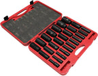 K Tool International Deep Impact Socket Set, 26-Piece 1/2" Drive, 6-Point (10mm-36mm); Durable Heat Treated Chrome-Moly Steel, Laser Engraved Sizes; KTI38202