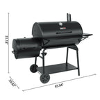 36IN Outdoor BBQ Barrel Charcoal Grill with Offset Smoker CC2036F