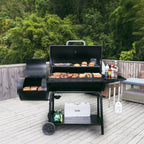 36IN Outdoor BBQ Barrel Charcoal Grill with Offset Smoker CC2036F