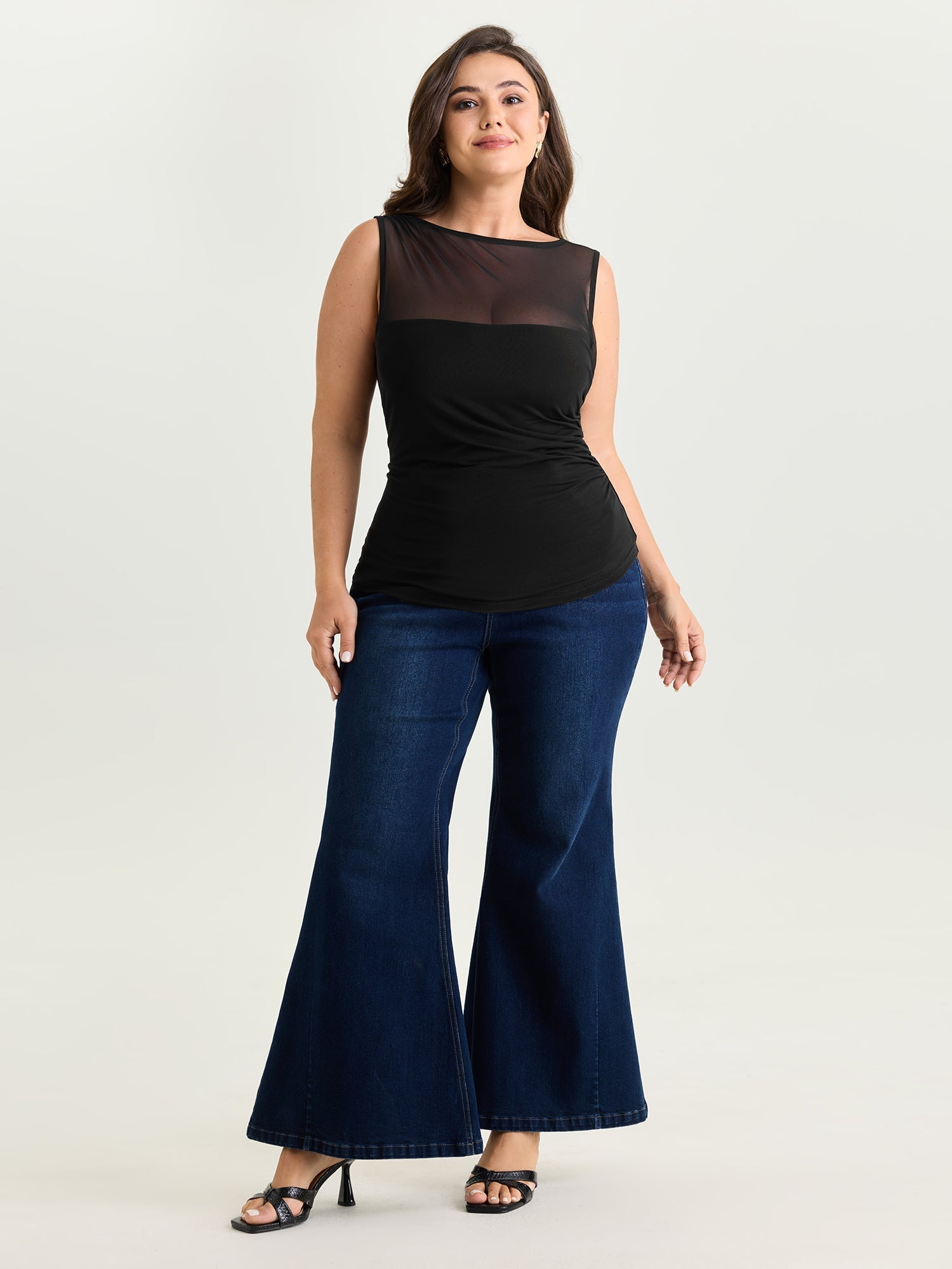 Supersoft Sheer Neckline Tank Top