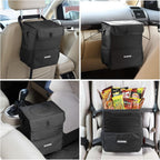 Ryhpez Car Trash Can with Lid - Car Trash Bag Hanging with Storage Pockets, Leakproof Collapsible Garbage Can with Solid Structure Support (Upgraded Version)