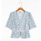 floral short sleeve blouse