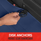 Motor Trend Seat Cover for Cars Trucks SUV, Faux Leather Rear Bench Blue Padded Car Seat Cover with Storage Pockets, Premium Interior Car Seat Cover