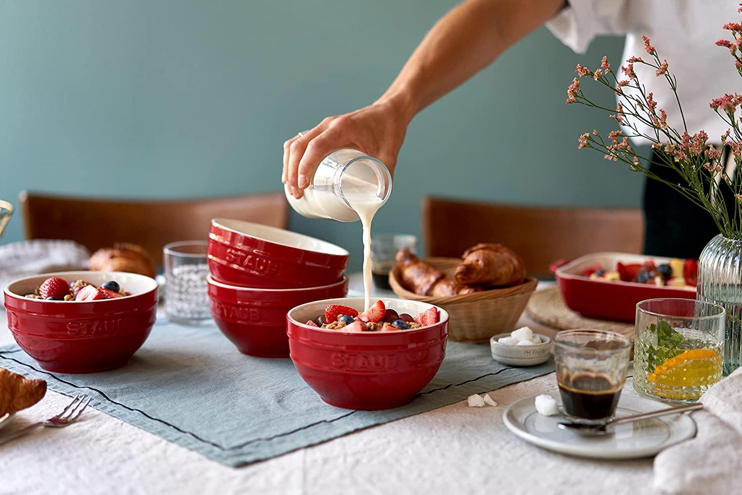 STAUB Ceramics Universal Bowl Set, 6.5-inch, Cherry