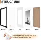 upsimples 8x10 Picture Frame Set of 5,Display Pictures 5x7 with Mat or 8x10 Without Mat,Wall Gallery Photo Frames, Black