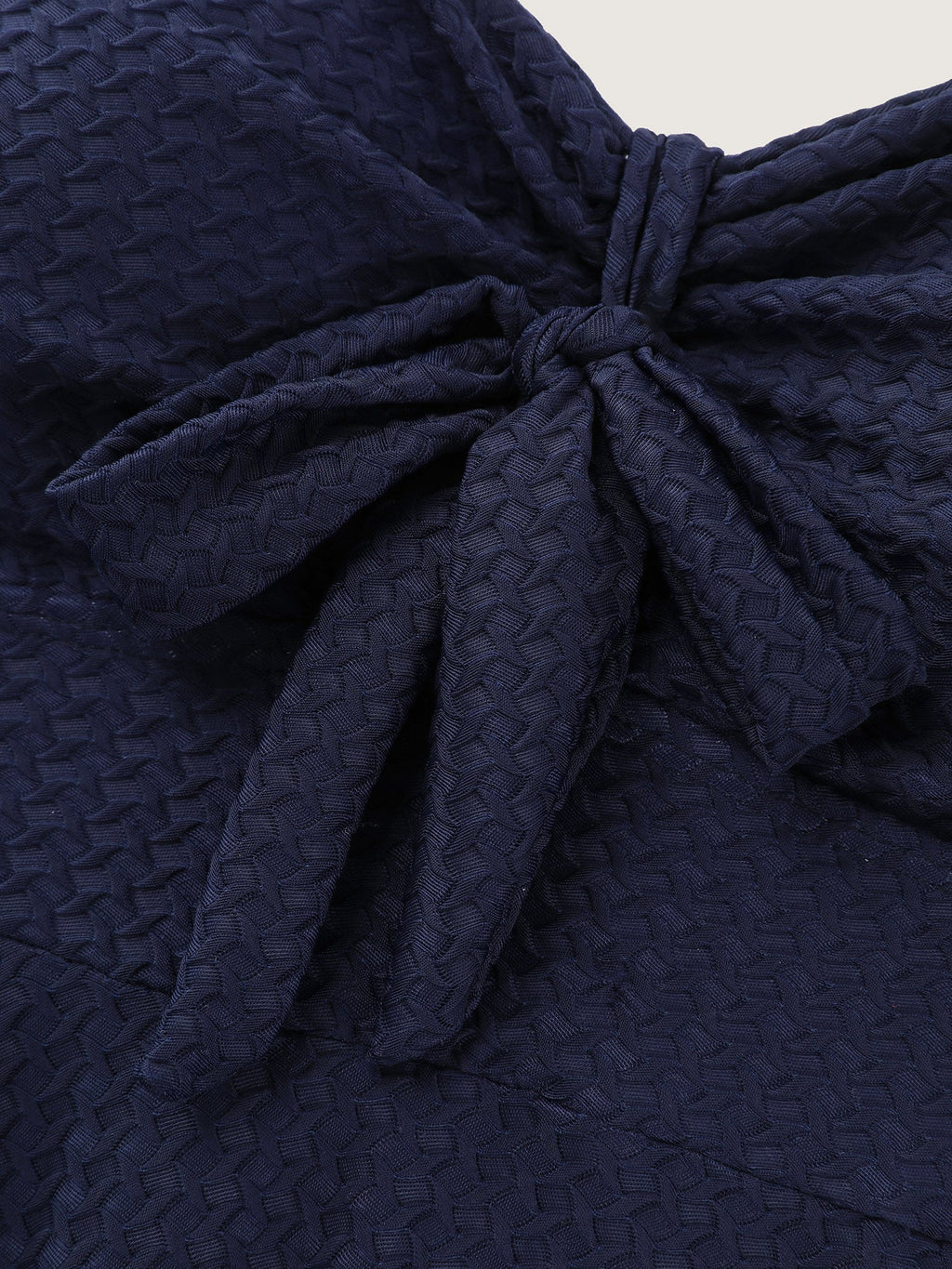 Textured Knotted Front Pockets Swim Dress