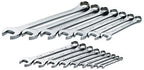 SK Professional Tools 86014 16-Piece 6 &amp; 12-Point Fractional Regular Long Combination Wrench Set - SuperKrome Finish, Set of 16 Chrome Wrenches Made in USA