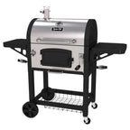 Grill Porcelain-Enameled Cast Iron Cart Style in Black and  Steel