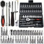 46pcs Car Repair Tool Kit, 1/4 Inch Drive Socket Ratchet Wrench Set,Combo Tools Kit Bicycle Auto Repairing Tool
