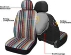 Pariitadin Baja Saddle Blanket Car Seat Covers Full Set with Seat Belt Pads, Washable Breathable Striped Woven Cloth Seat Covers for Cars Interior, Universal Fit Most Cars, Airbag Compatible, Red