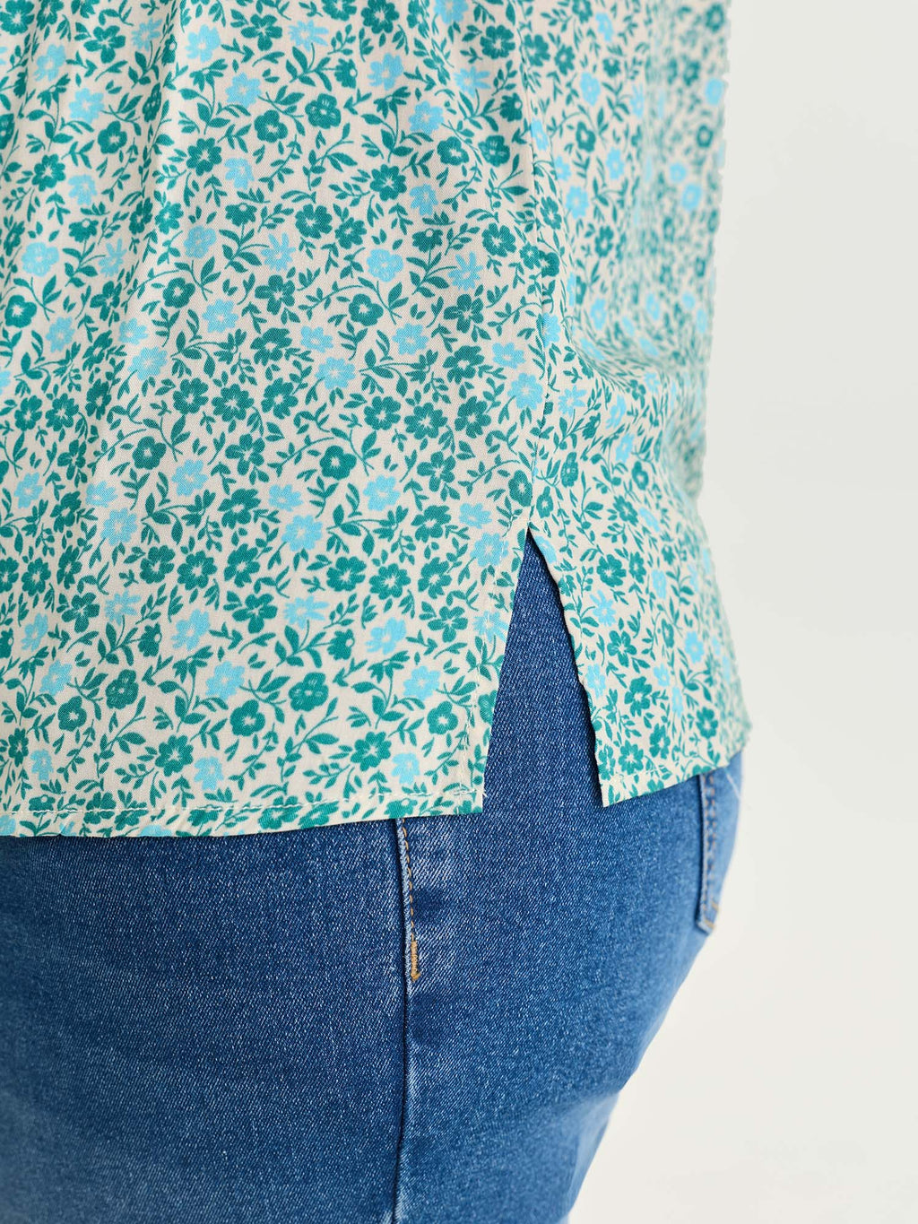 Floral Print Square Neckline Blouse