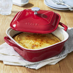 STAUB - 40508-636 STAUB Ceramics Square Covered Baking Dish, 9x9-inch, Cherry