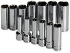 S K Hand Tools SKT1863 .38in. Drive 6 Point Metric Deep and Extra Deep Socket Set - 13 Pieces