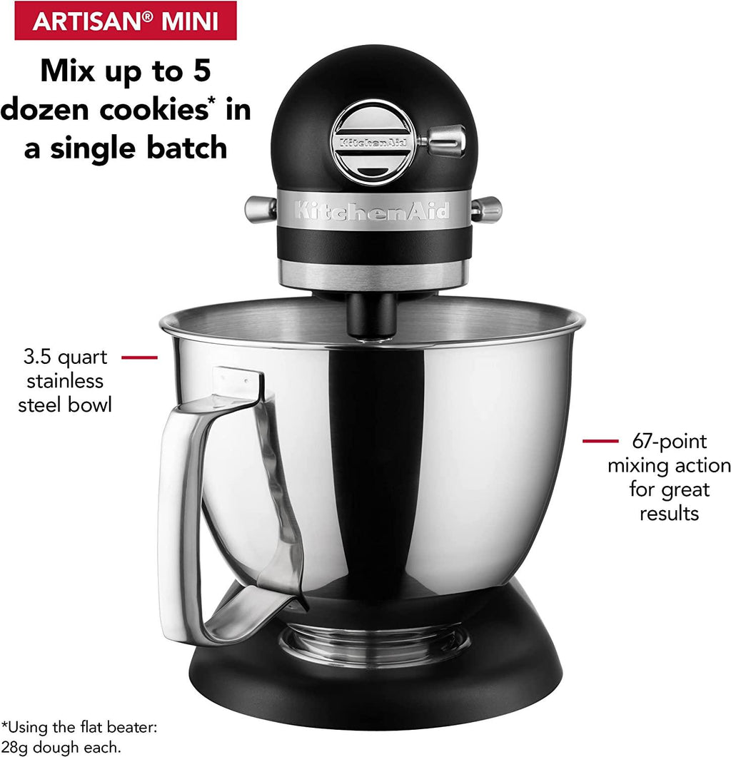 Kitchenaid Artisan Mini Plus 3.5-Qt. Tilt-Head Stand Mixer with Flex Edge Beater, Black Matte