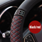 Bling Soft Faux Leather Car Steering Wheel Cover Non-Slip Heat And Cold Protector