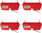 Little Giant FF16RED 9 Quart Heavy Duty Plastic Feed Trough Bucket Fence Feeder with Clips for Livestock & Pets, Red (4 Pack)