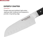 KitchenAid Gourmet Forged Triple Rivet Santoku Knife with Custom-Fit Blade Cover, 5-inch, Sharp Kitchen Knife, High-Carbon Japanese Stainless Steel Blade, Black