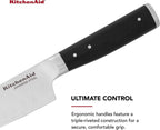 KitchenAid Gourmet Forged Triple Rivet Santoku Knife with Custom-Fit Blade Cover, 5-inch, Sharp Kitchen Knife, High-Carbon Japanese Stainless Steel Blade, Black