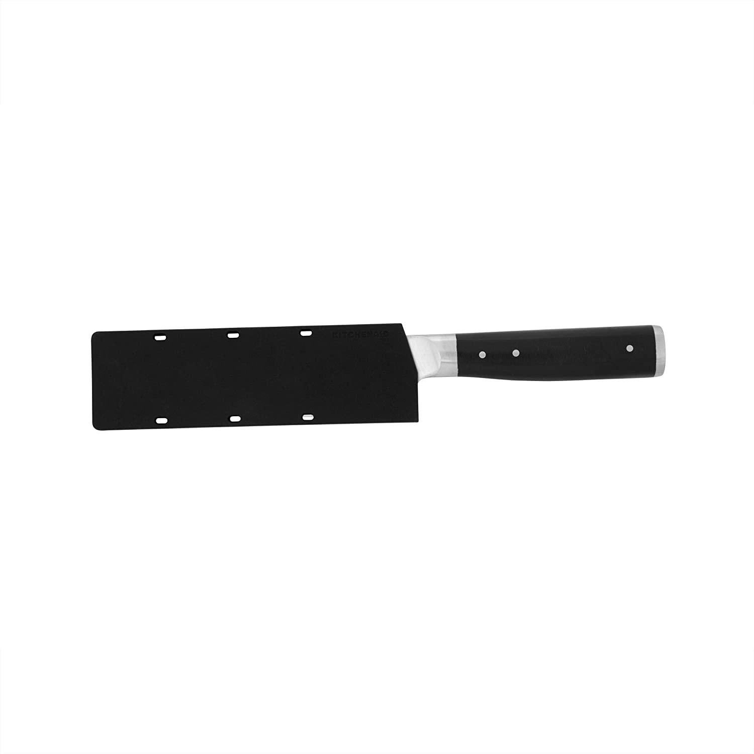 KitchenAid Gourmet Forged Triple Rivet Santoku Knife with Custom-Fit Blade Cover, 5-inch, Sharp Kitchen Knife, High-Carbon Japanese Stainless Steel Blade, Black