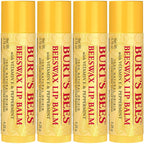 Burt's Bees Lip Balm, Moisturizing Lip Care, for All Day Hydration, 100% Natural, Original Beeswax with Vitamin E &amp; Peppermint Oil (4 Pack)
