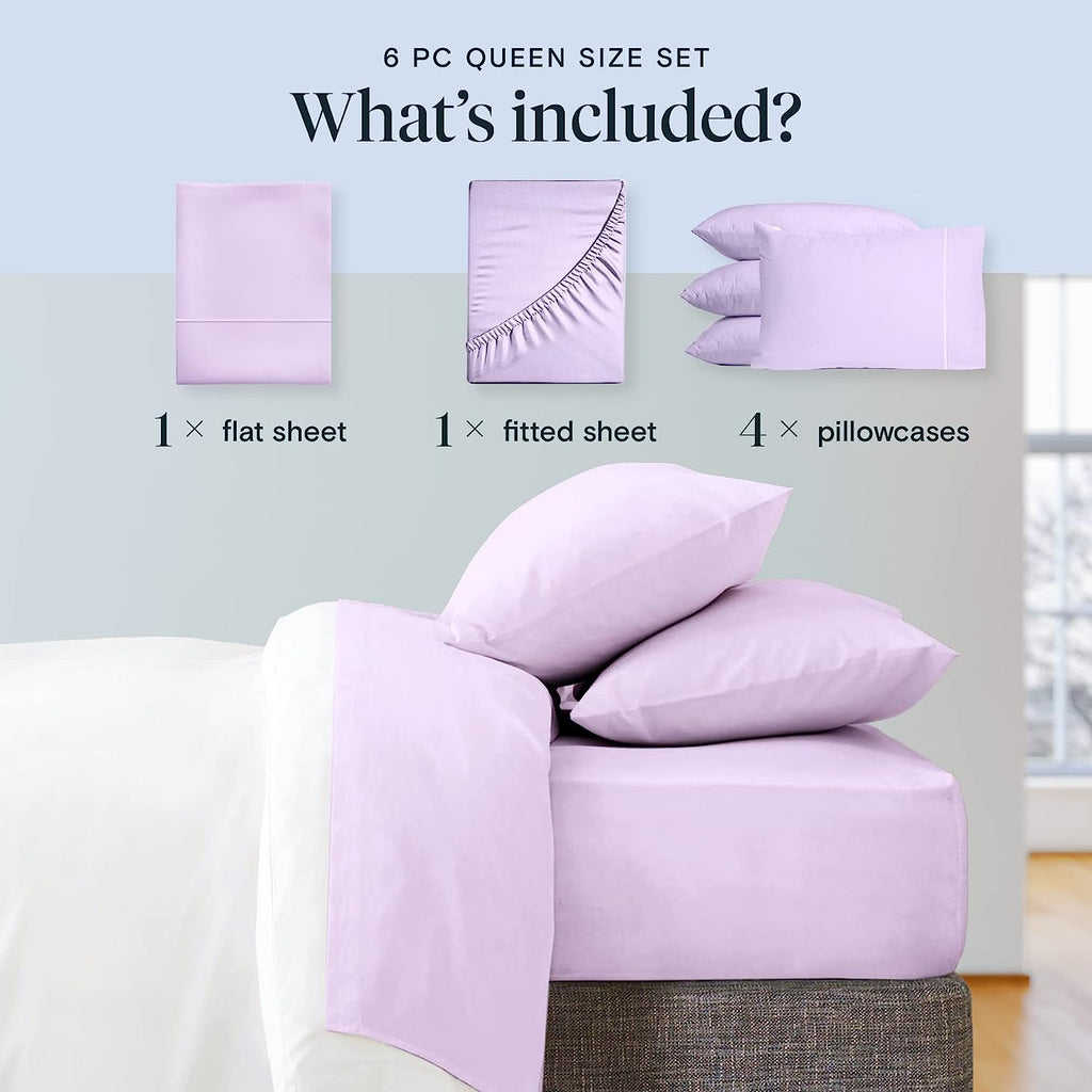 LuxClub 7 PC Sheet Set Sheets Deep Pockets 18" Eco Friendly Wrinkle Free Cooling Sheets Machine Washable Hotel Bedding Silky Soft - Periwinkle California King