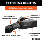 CURT 25227 Black A-Frame Trailer Coupler, 2-5/16-Inch Hitch Ball, 12,500 lbs