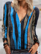 Casual Long Sleeves And A Striped Print Shirt