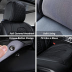 Coverado Leather Seat Covers Full Set, 5 Seats Universal for Cars, Waterproof Luxury Leatherette Cushions, Front and Rear Protectors, Auto Fit Most Vehicles Black