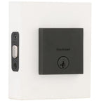 Downtown Low Profile Iron Black Square Single Cylinder Contemporary Deadbolt featuring SmartKey Security