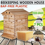 Auto Beehive Frame Comb - 7Pcs Automatic Wooden Beehive House, Auto Honey Hive Beehive Frames, Beekeeping Wooden House Beehive Boxes, Beehives and Supplies Starter Kit for Beekeepers