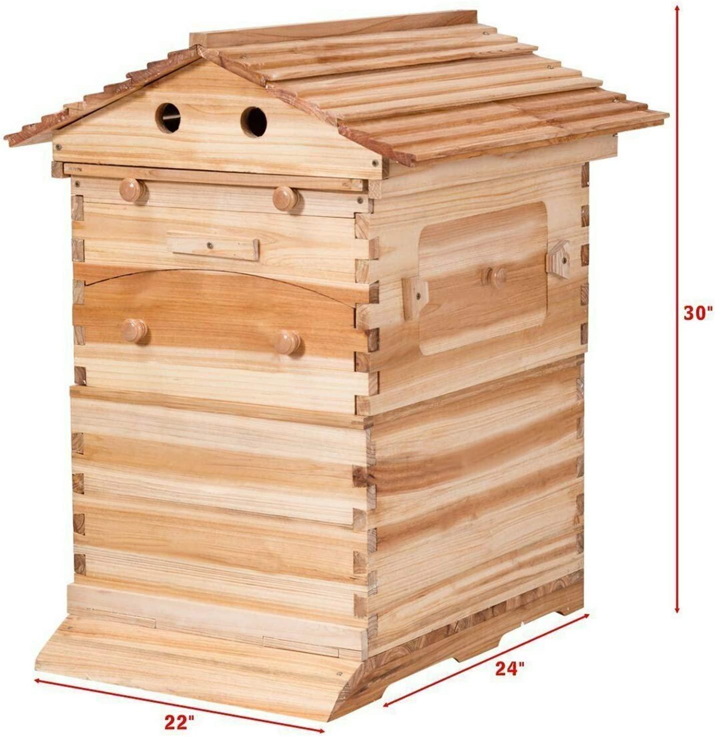Auto Beehive Frame Comb - 7Pcs Automatic Wooden Beehive House, Auto Honey Hive Beehive Frames, Beekeeping Wooden House Beehive Boxes, Beehives and Supplies Starter Kit for Beekeepers