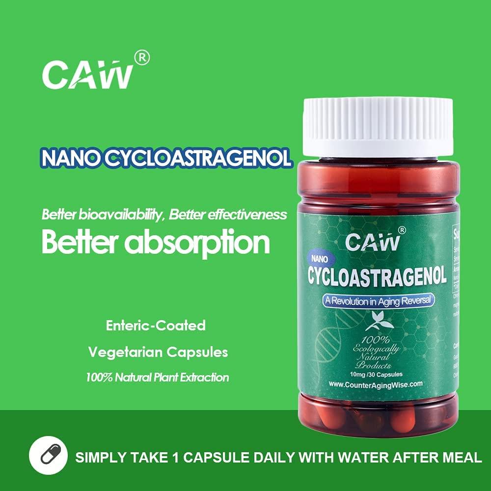 CAW Nano Cycloastragenol 10mg 30 Caps 6 Bottles Anti Aging Telomerase Activation Supplement…