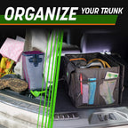 DRIVE AUTO PRODUCTS - Compact Black Car Trunk Organizer with Adjustable Straps
