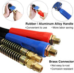 KOOTANS 15Ft 3 in 1 ABS 7 Way Electrical Cable and Rubber Air Line Hose Wrap Assembly with Aluminum Service Emergency Glad Hands and Extension Handles for Semi Truck Trailer Tractor