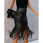 tassel sequin pencil skirt