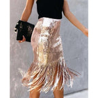 tassel sequin pencil skirt