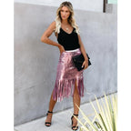 tassel sequin pencil skirt