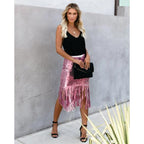tassel sequin pencil skirt